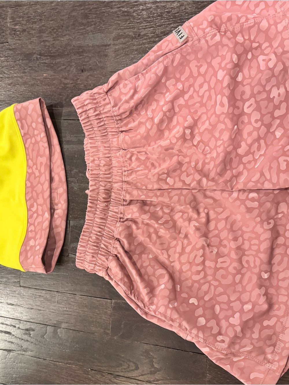 FIVE Kids Pink and yellow top and shorts dance outfit.